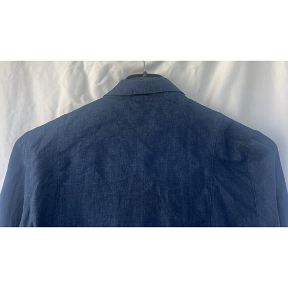 Zyga 100% Linen Blue Button Up Shirt Women’s 42 Eyelet Resort Vacation Coastal - Picture 5 of 8